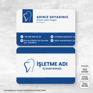 Diş Hekimi Kartvizit Baskı Mdl:V0547
