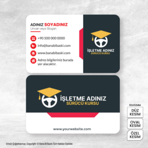 Sürücü Kursu Kartvizit Baskı Mdl:V0429