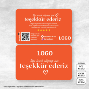 Teşekkür Kartı Baskı Mdl:V0392