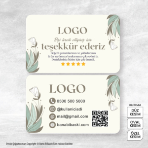 Teşekkür Kartı Baskı Mdl:V0399