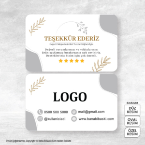 Teşekkür Kartı Baskı Mdl:V0383