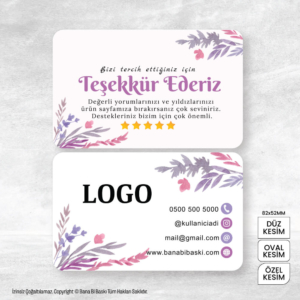Teşekkür Kartı Baskı Mdl:V0384